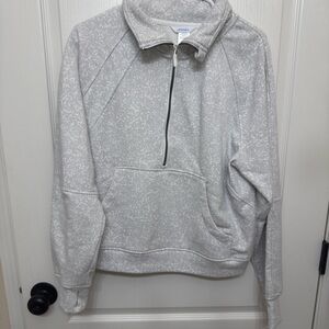 Jockey Snow Leopard Gray Quarter Zip Sweater